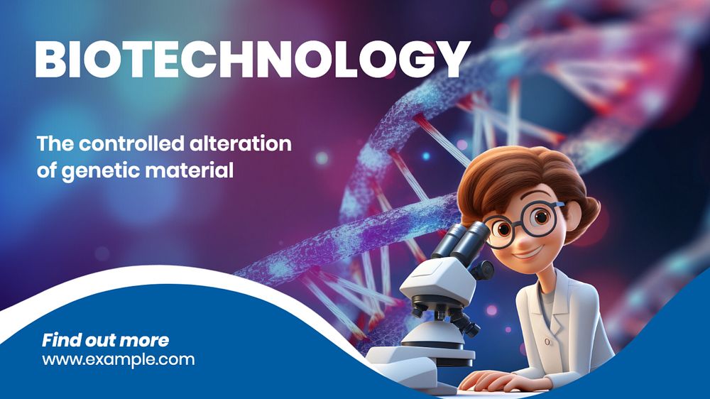 Biotechnology blog banner template, editable text