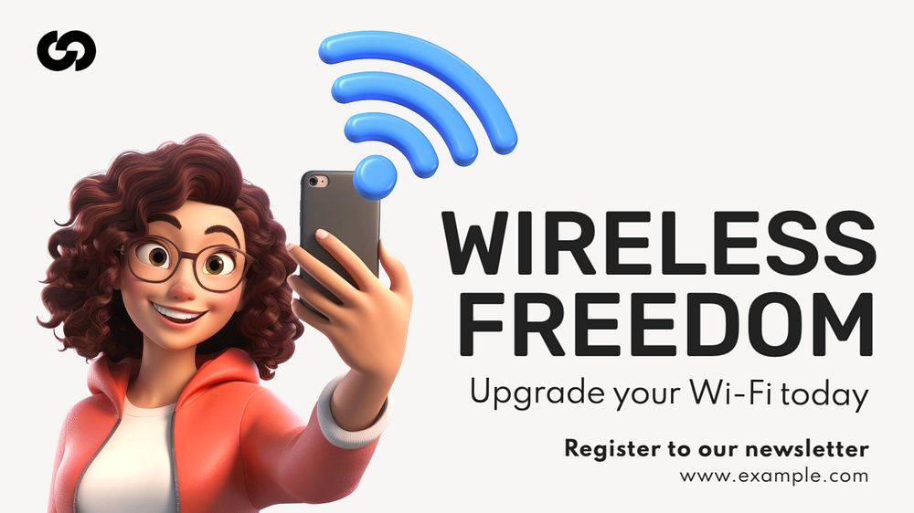 Wireless freedom blog banner template, editable text