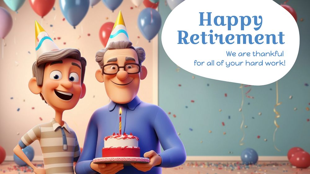 Happy retirement blog banner template, editable text