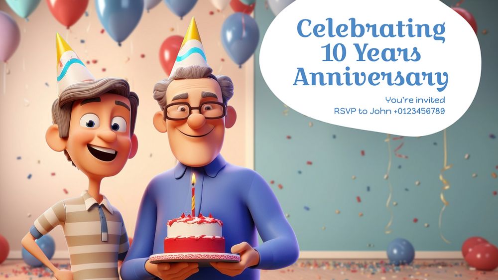 Anniversary celebration blog banner template, editable text