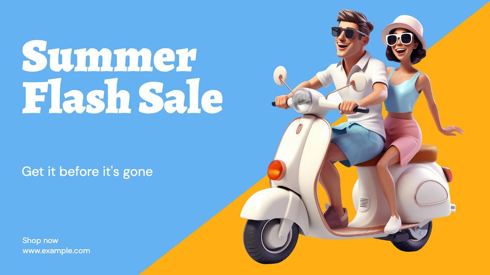 Summer flash sale blog banner template, editable text