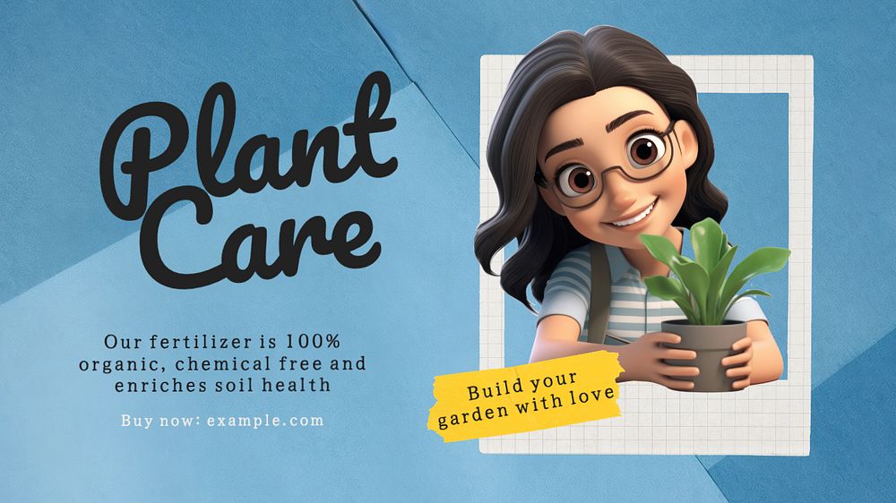 Plant care blog banner template, editable text