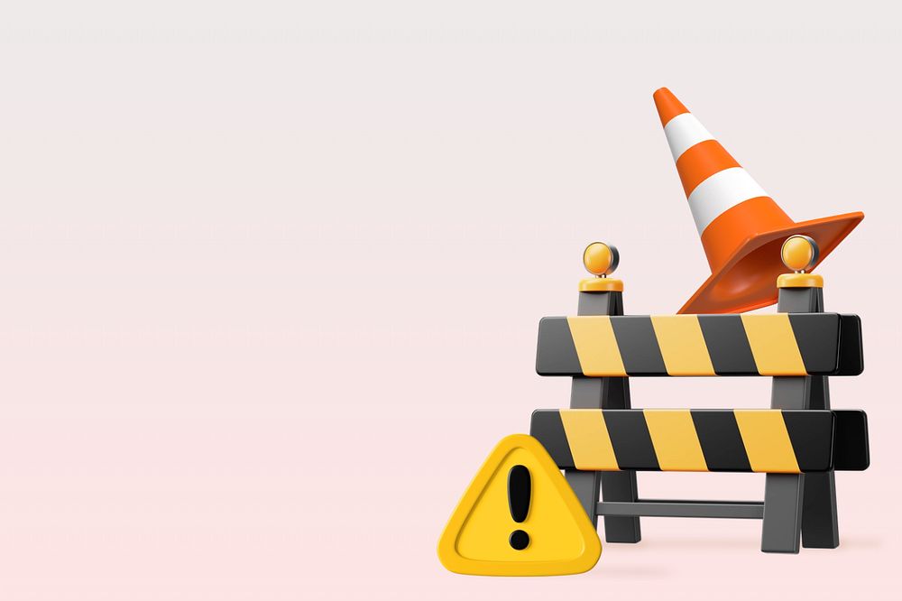 Traffic construction warning background, 3D editable illustration