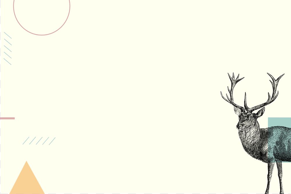 Beige geometric background, editable stag deer illustration