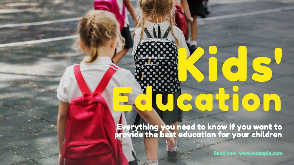 Kids education blog banner template, editable text