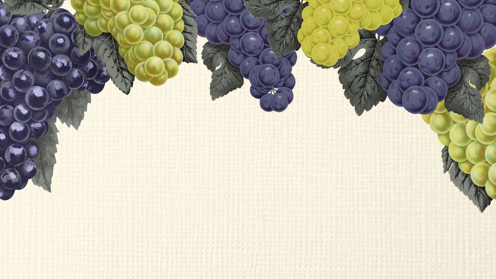 Grape border, desktop wallpaper, editable design