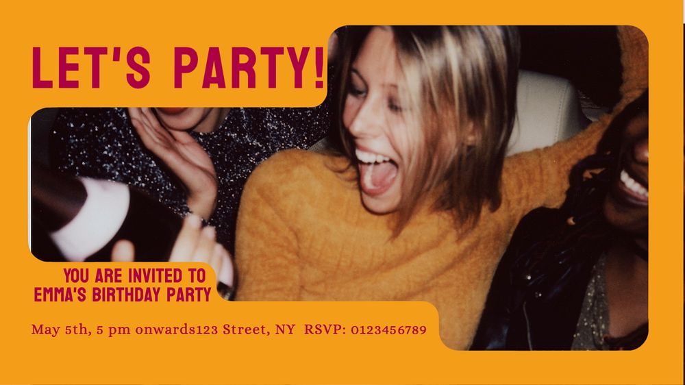 Let's party  blog banner template, editable text