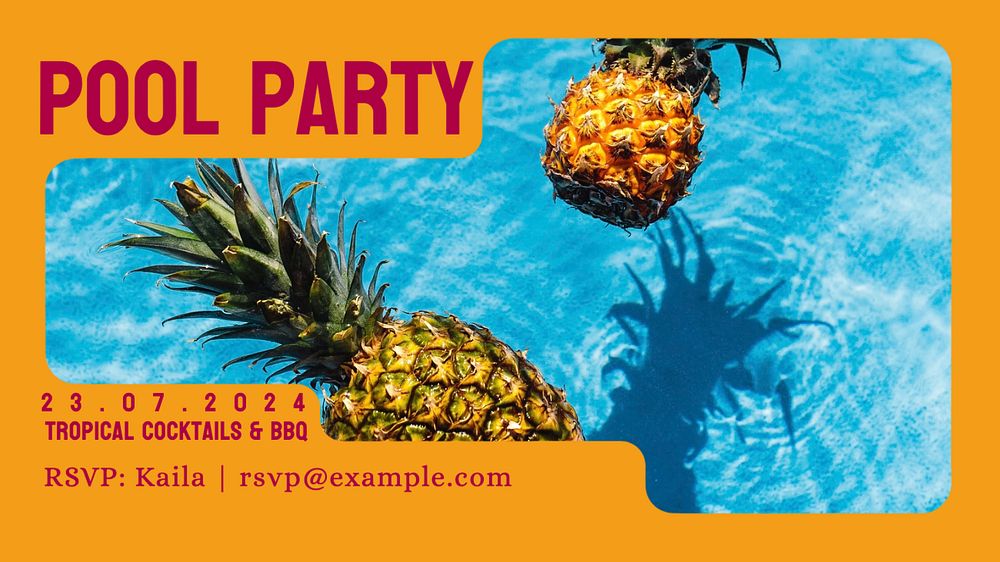 Pool party  blog banner template, editable text