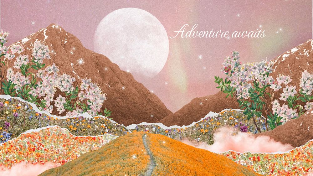 Aesthetic landscape inspiring quote template, collage art design