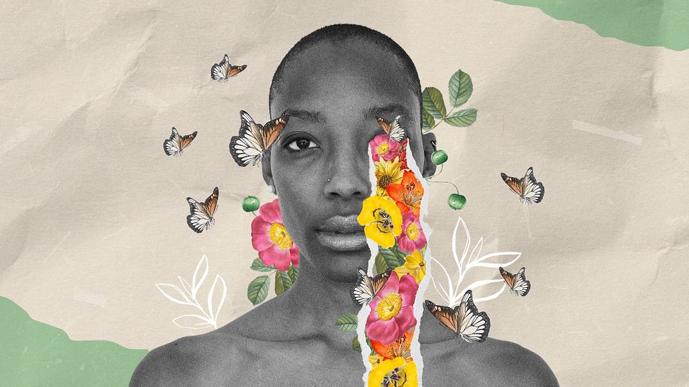 Mental health wallpaper, sadness mixed media illustration