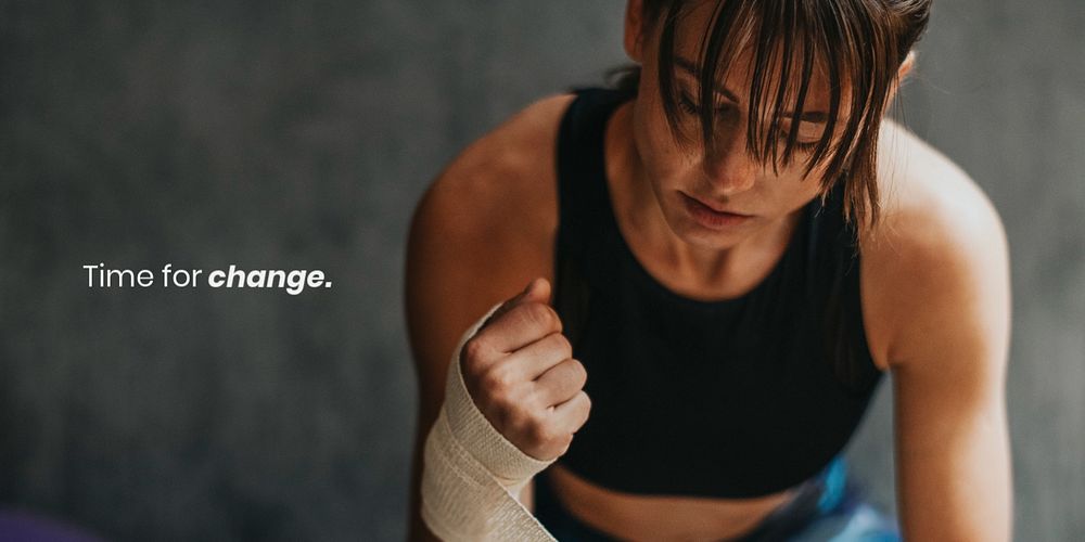Woman workout Twitter header template, editable text