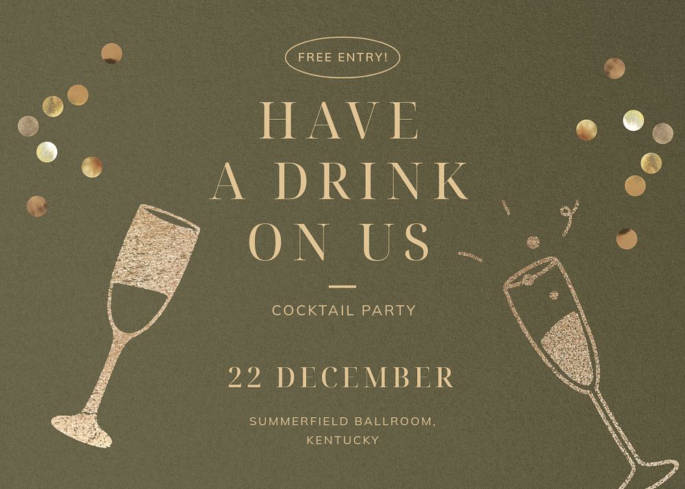 Cocktail party invitation card template, editable design