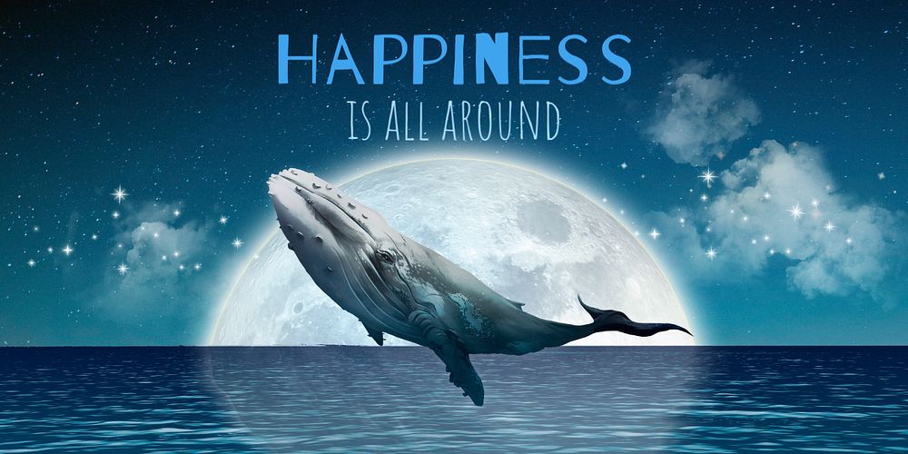 Surreal whale Twitter header template, collage art remixed media