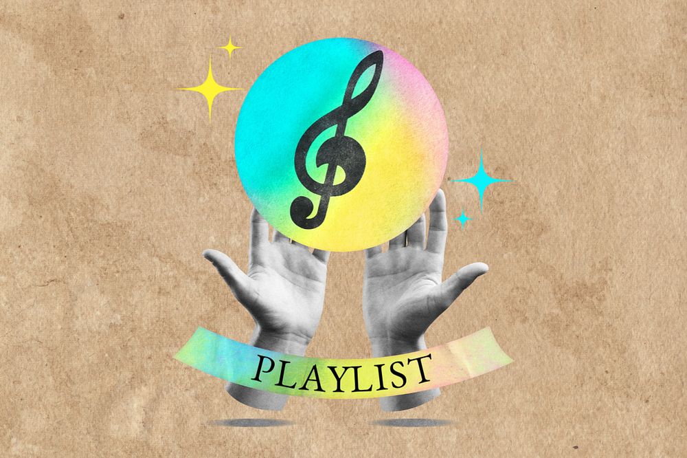 Editable music playlist collage remix