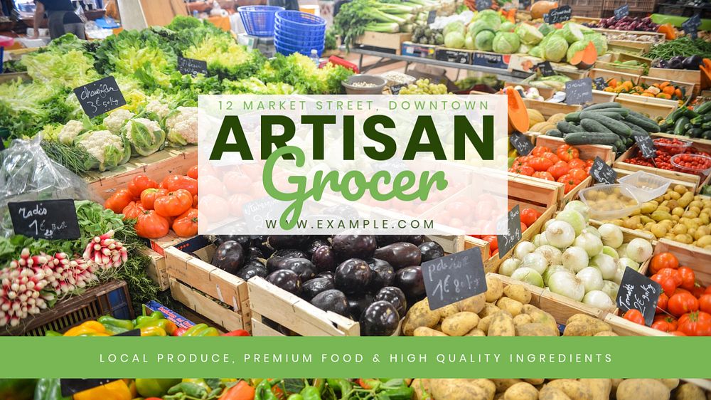 Artisan grocer blog banner template, editable text