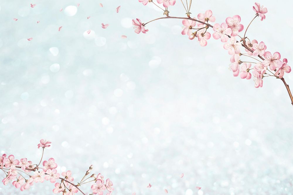 Cherry blossom branch, vintage background, editable design