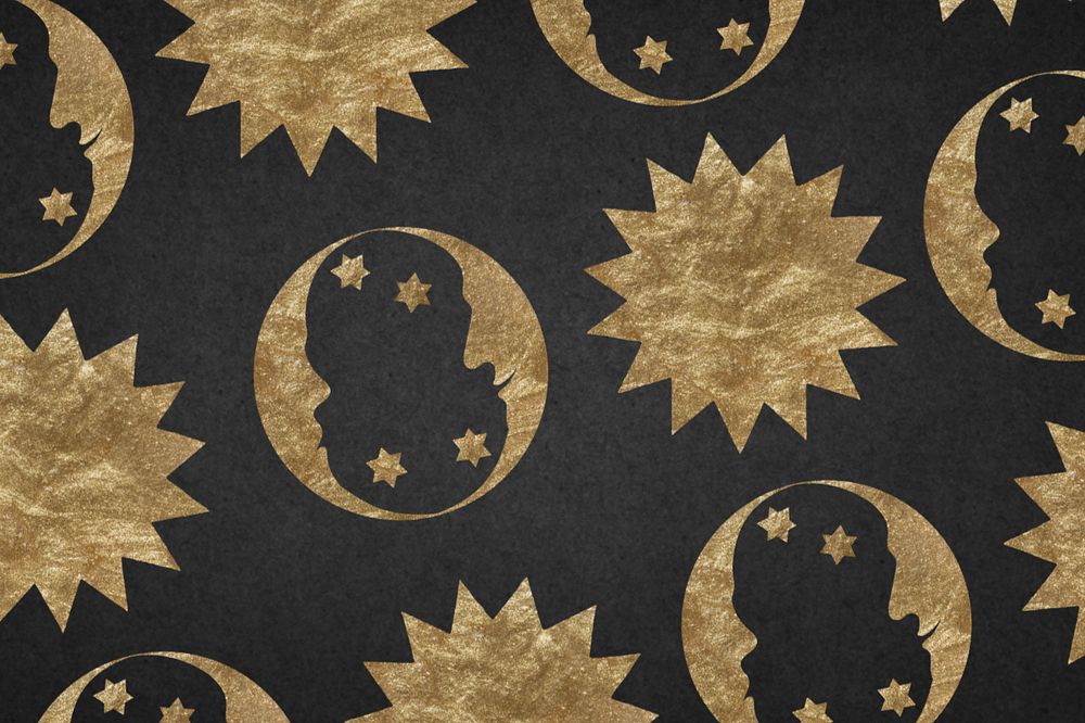 Gold celestial sun moon background, editable design