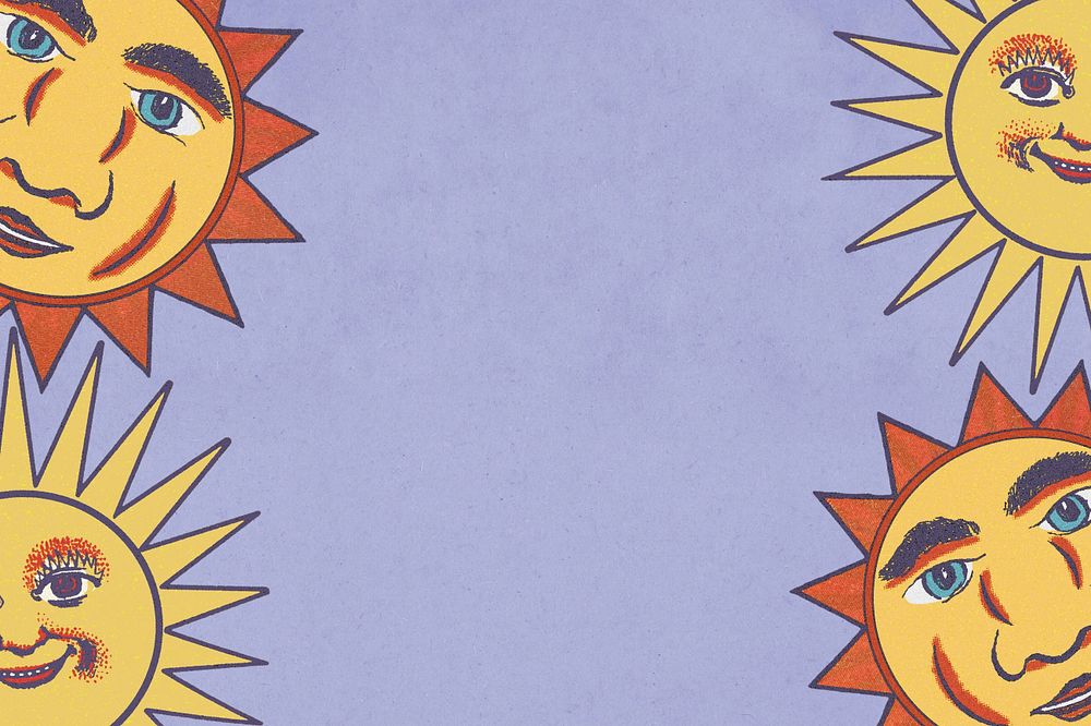 Purple celestial sun border background, editable design