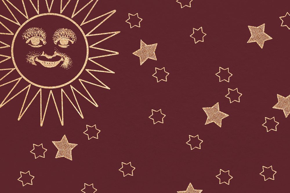 Golden red celestial sun background, editable design