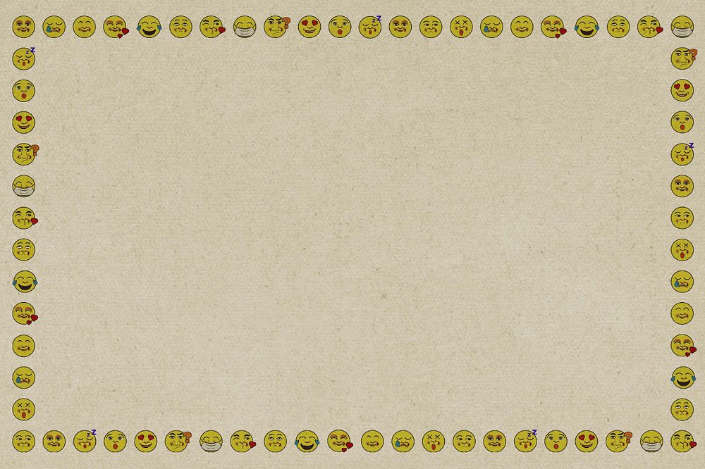 Beige vintage emoticon frame background, editable design