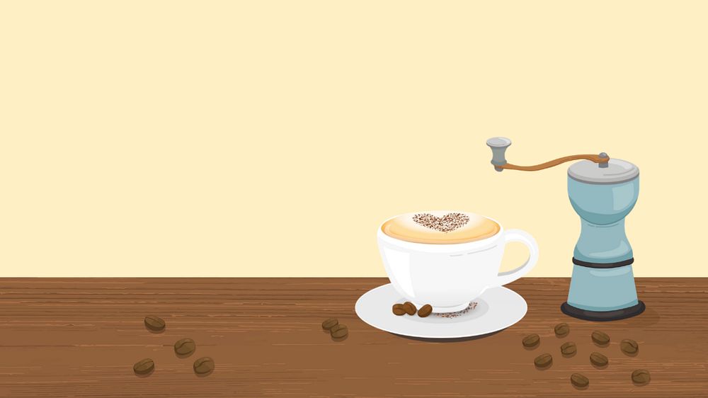 Hot coffee cup desktop wallpaper, cafe editable design