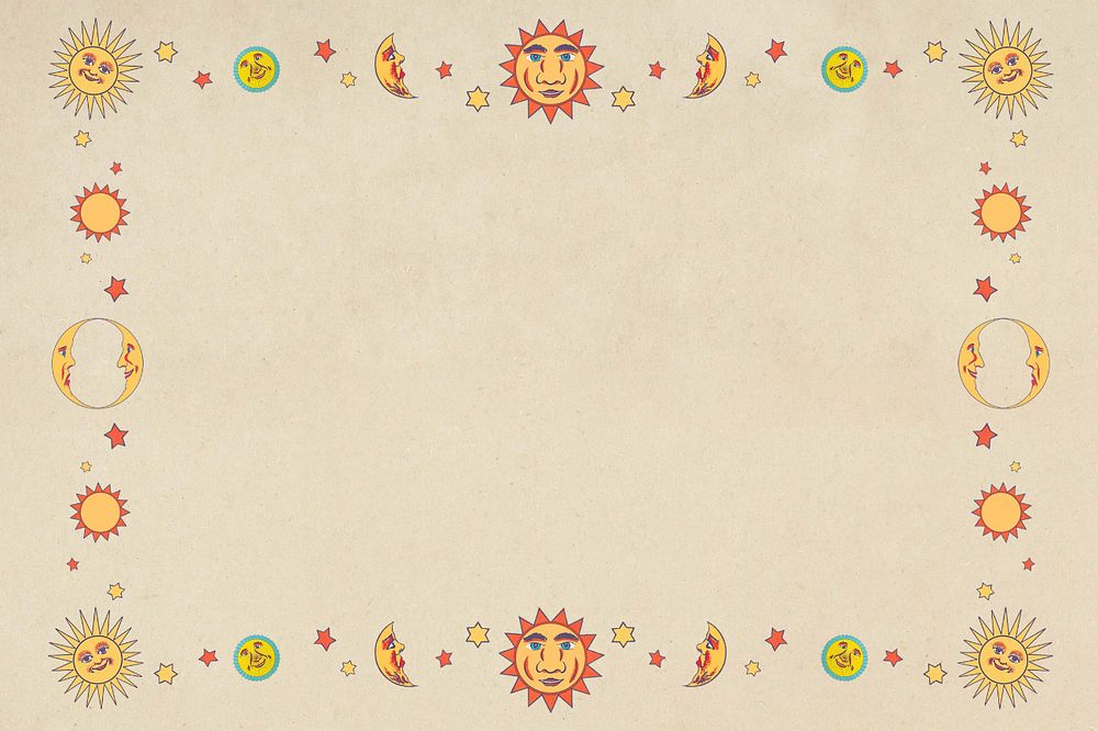 Beige sun moon frame background, editable design