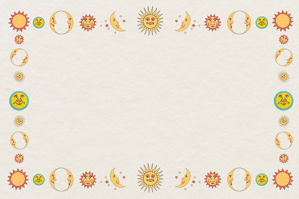 Beige sun moon frame background, editable design