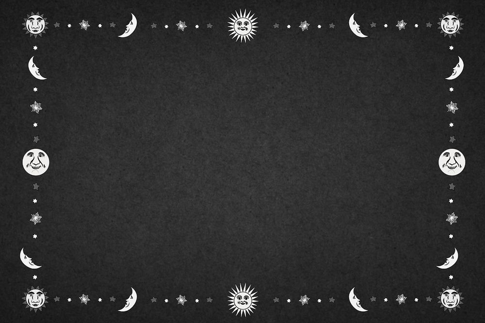 Black sun moon frame background, editable design