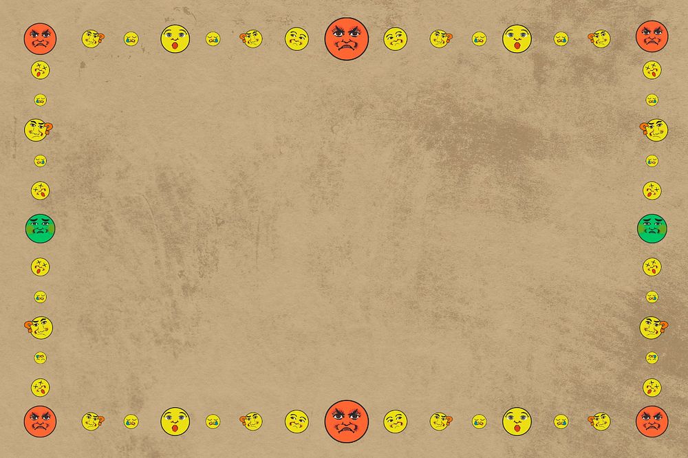 Angry emoticon frame background, editable design