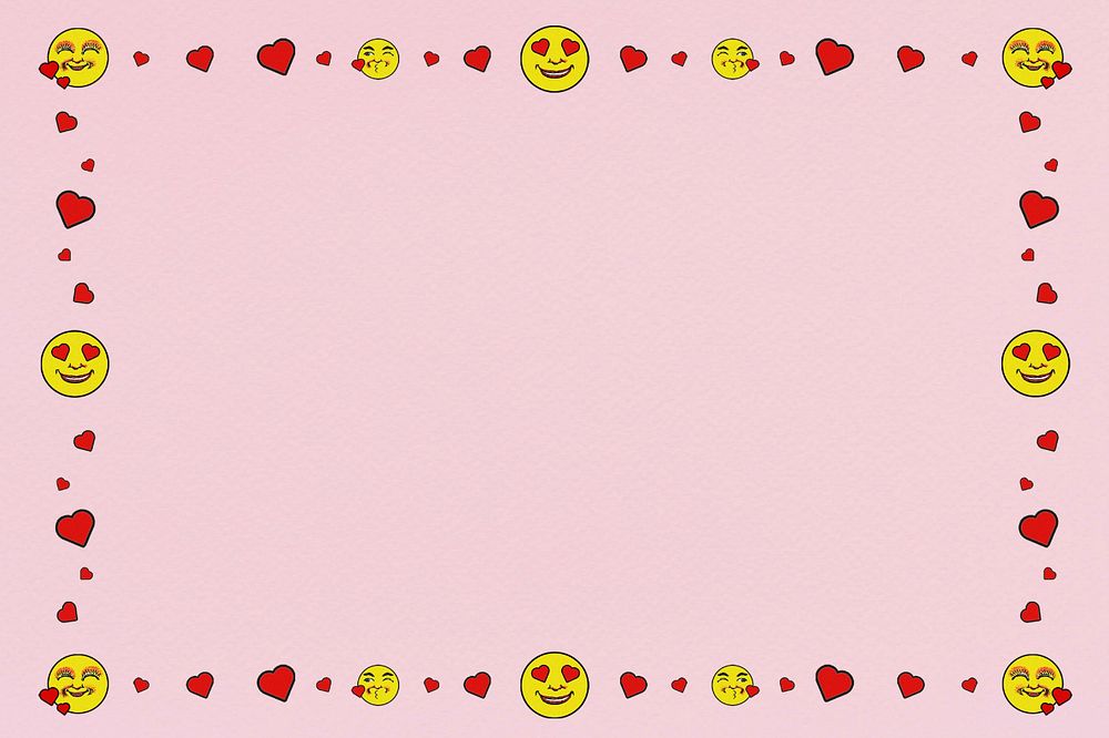 Love emoticon frame background, editable design