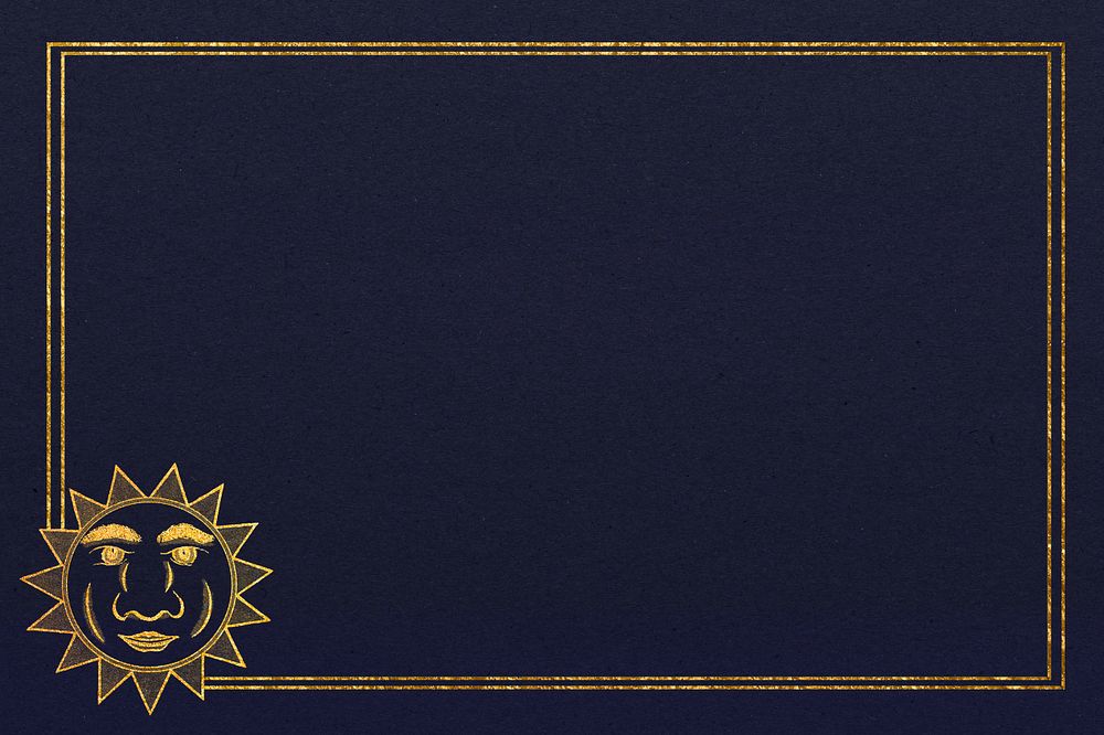 Gold sun frame background, editable design