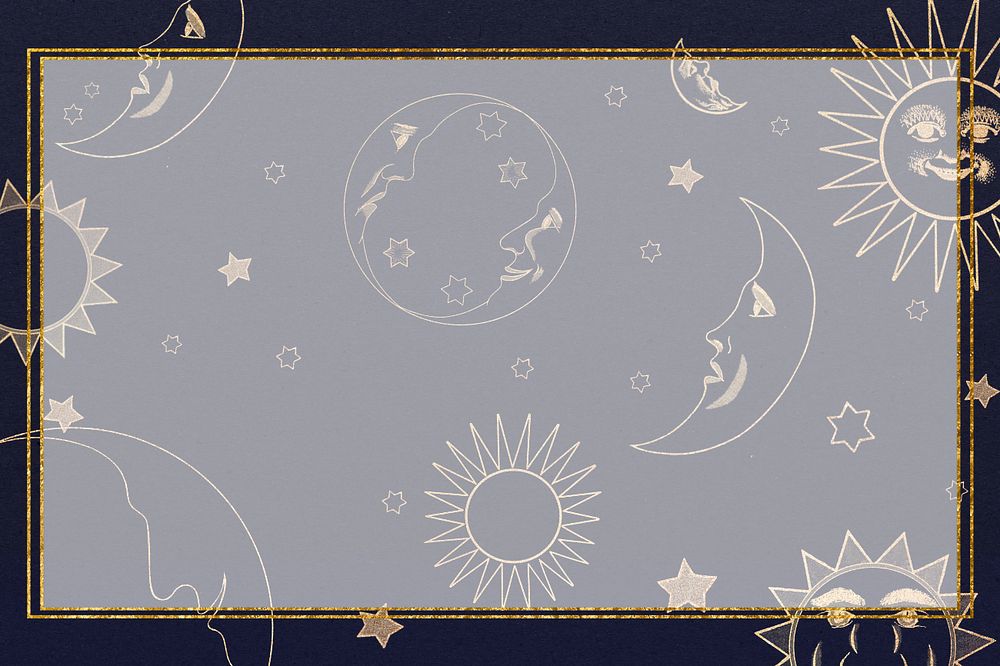 Gold celestial frame background, editable design