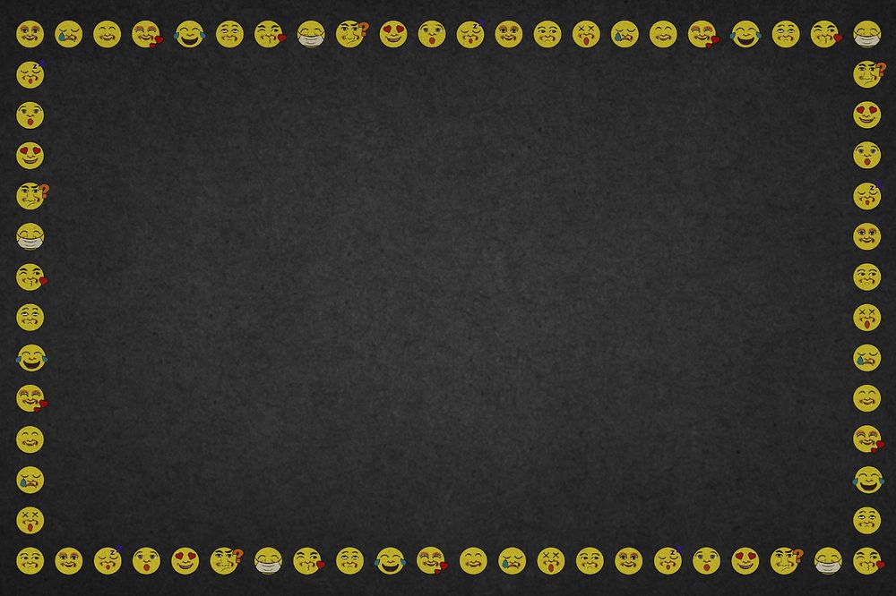 Black vintage emoticon frame background, editable design