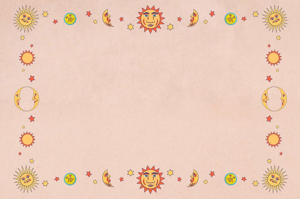 Pink sun moon frame background, editable design