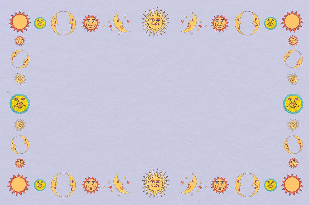 Purple sun moon frame background, editable design