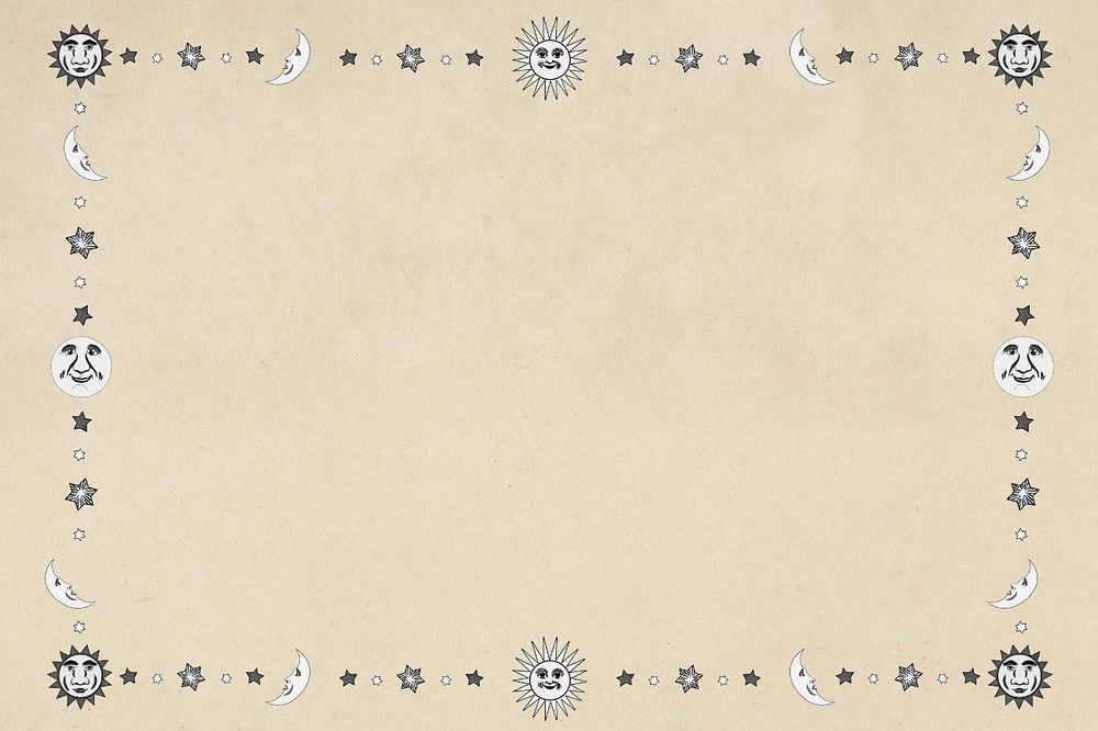 Beige sun moon frame background, editable design