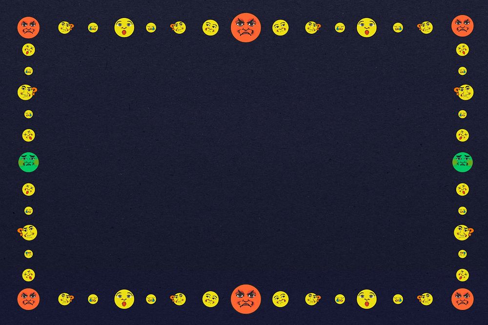 Angry emoticon frame background, editable design