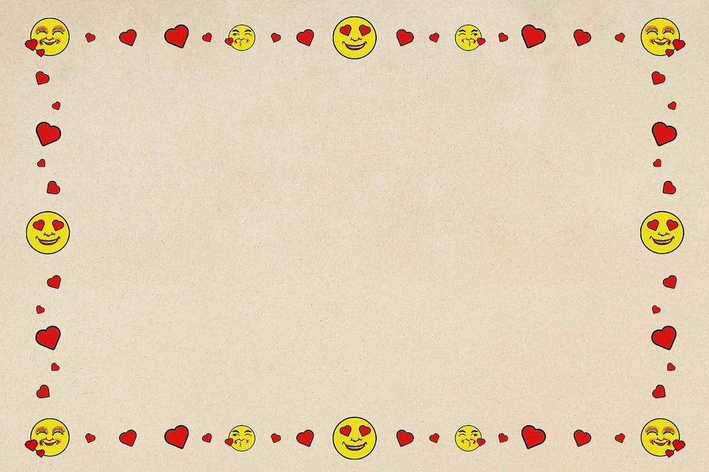 Love emoticon frame background, editable design