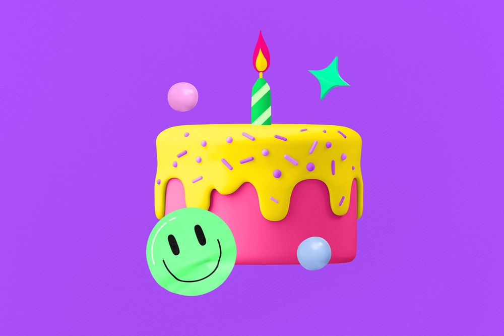 3D birthday cake, element editable illustration