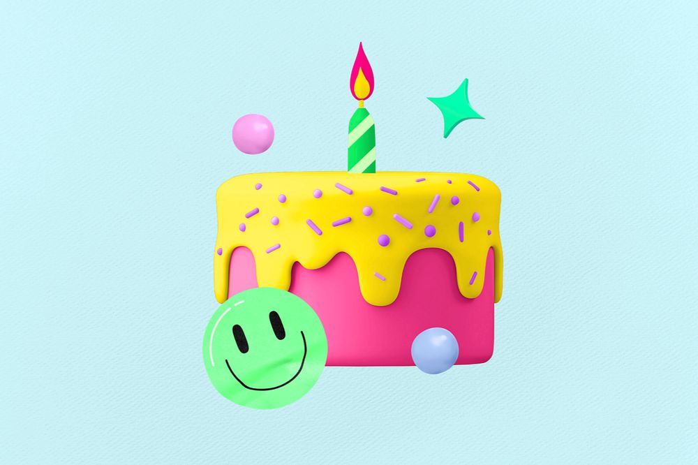 3D birthday cake, element editable illustration