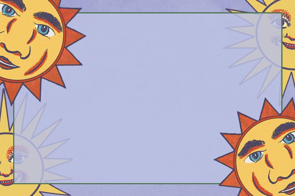 Purple sun frame background, editable design