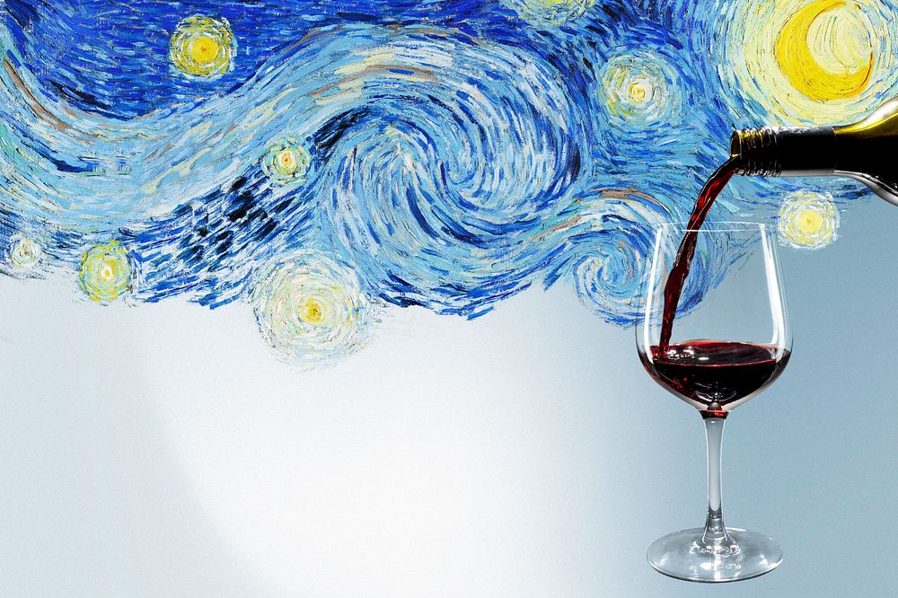 Starry Night aesthetic background, wine tasting, famous artwork remixed by rawpixel.