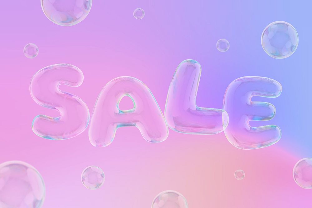 Sale 3D word, transparent balloon design