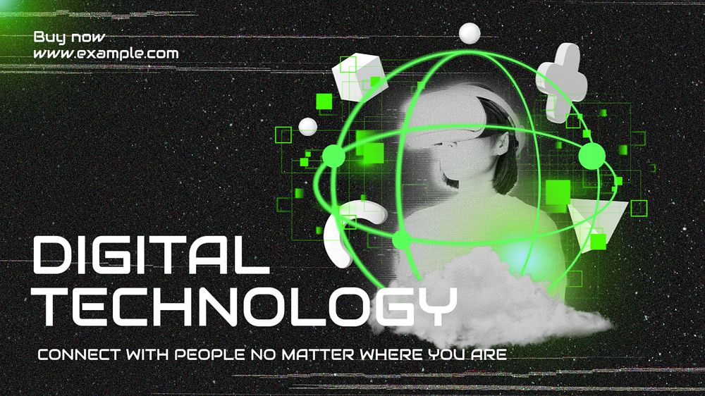 Digital technology Facebook cover template, retro future design