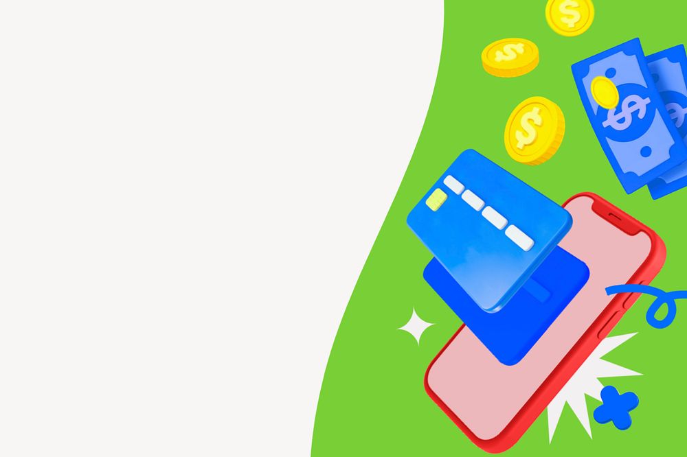 Online payment, colorful 3d editable design