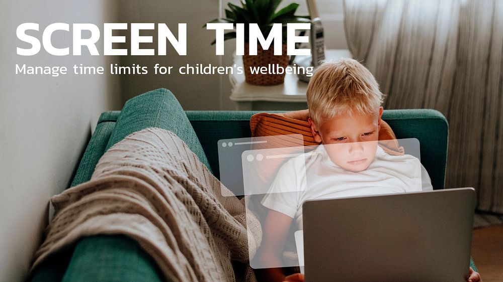 Screen time blog banner template, editable technology design