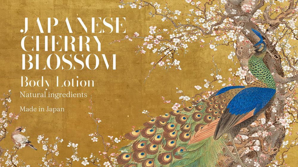 Cherry blossom blog banner template, editable Ukiyo-e art remix design