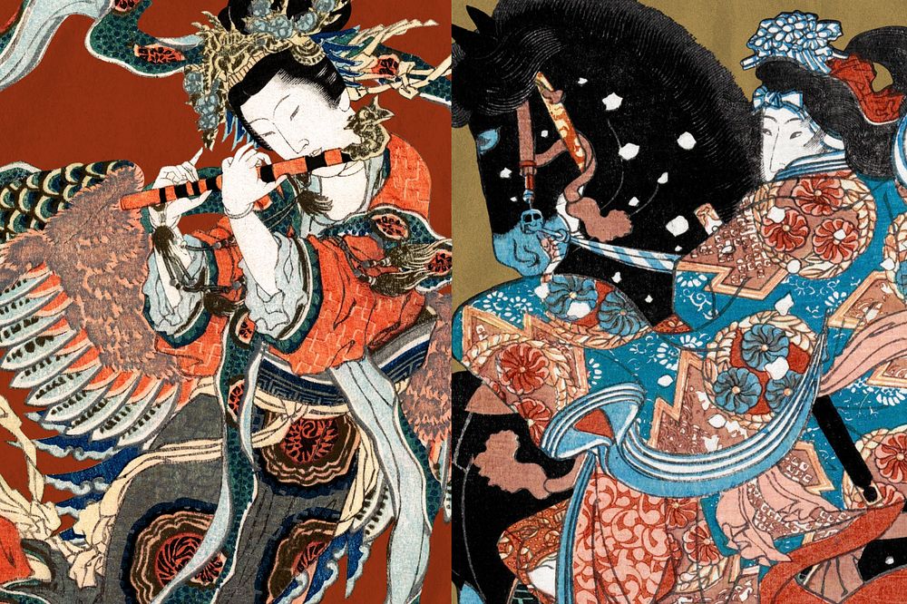 Customizable aesthetic vintage Japanese art, ukiyo-e remix