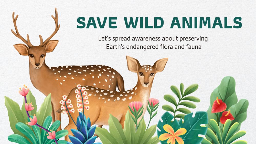 Endangered species blog banner template, editable hand-drawn nature