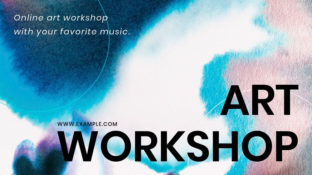 Art workshop blog banner template with abstract background, editable design